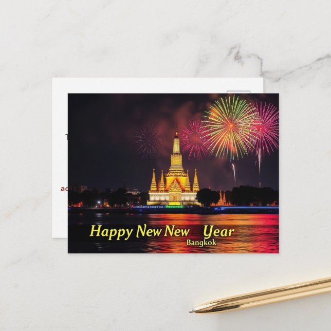 Cartão Postal Templo de feliz ano novo do Dawn Wat Arun Bangkok (Frente/Verso In Situ)