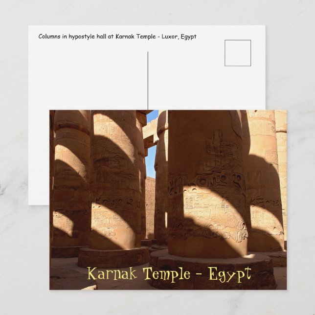 Cartão Postal Templo de Karnak - Luxor, Egito (Frente/Verso)