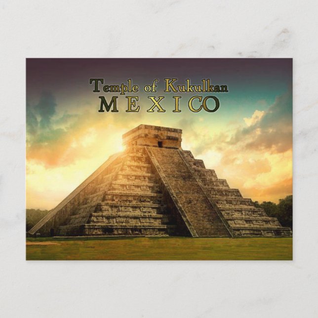 Cartão Postal Templo de Kukulkan México estilizado (Frente)