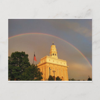 Cartão Postal Templo de Nauvoo Illinois Embracado por um arco-ír