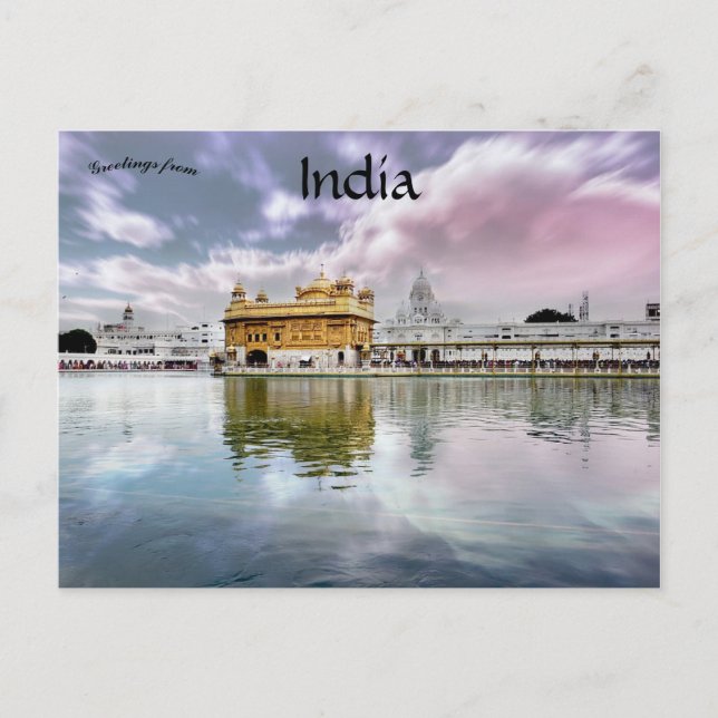 Cartão Postal Templo de Ouro Harmandir Sahib Amritsar Índia (Frente)