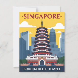Cartão Postal Templo de Relíquia Dente de Singapura Buda