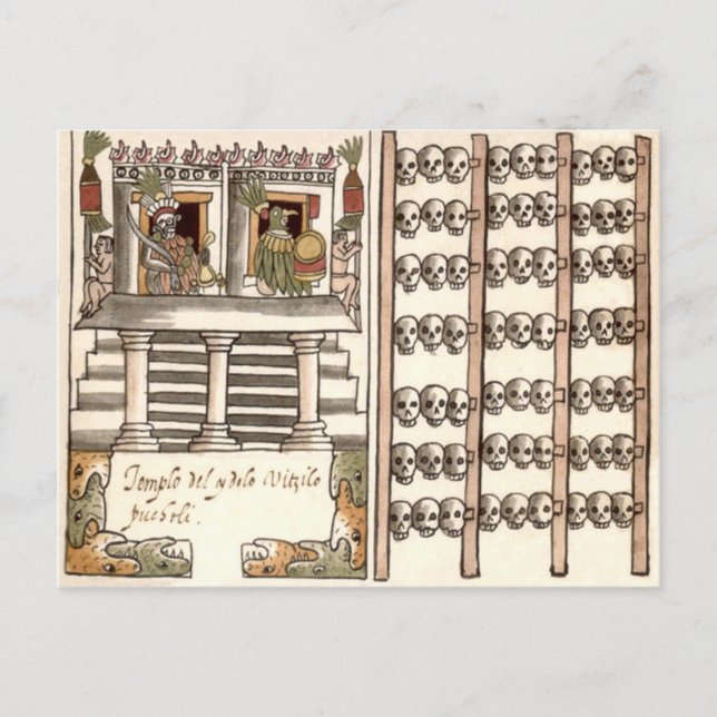 Cartão Postal Templo de Tzompantli Rack Aztec (Frente)