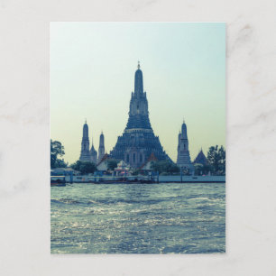 Cartão Postal Templo de Wat Arun com o rio Thailand Bangkok
