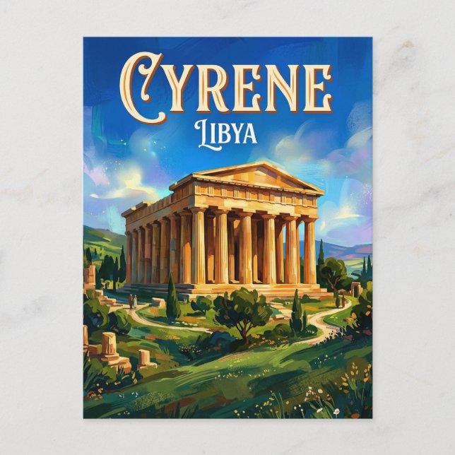 Cartão Postal Templo de Zeus, Cirene Líbia (Frente)