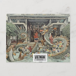 Cartão Postal Templo do Dragão do Vietnã, Data Personalizável