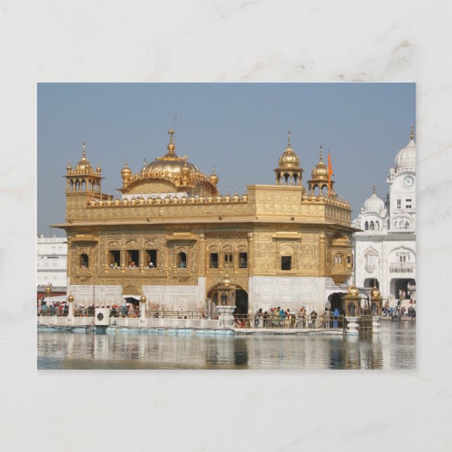 Cartão Postal Templo Dourado Harmandir Sahib Amritsar Norte da Í (Frente)
