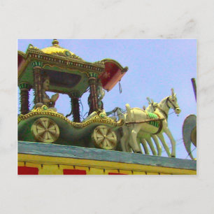 Cartão Postal Templo hindu, decoração de cavalos e carruagems