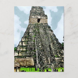 Cartão Postal:  Templo maia em Tikal, Guatemala