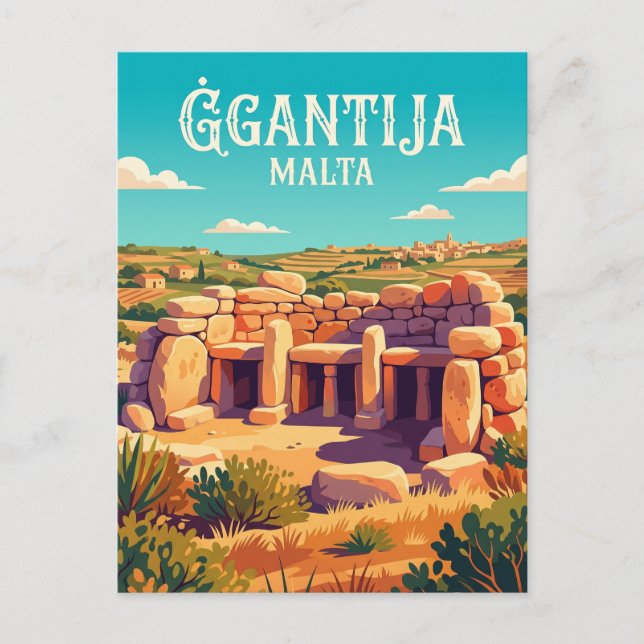 Cartão Postal Templos Ġgantija Malta (Frente)