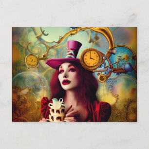 Cartão Postal Tempo de Manutenção de Alice Hatter Steampunk