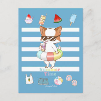 Cartão Postal Tempo de Verão Fique Fresco Mochi e Itens de Verão