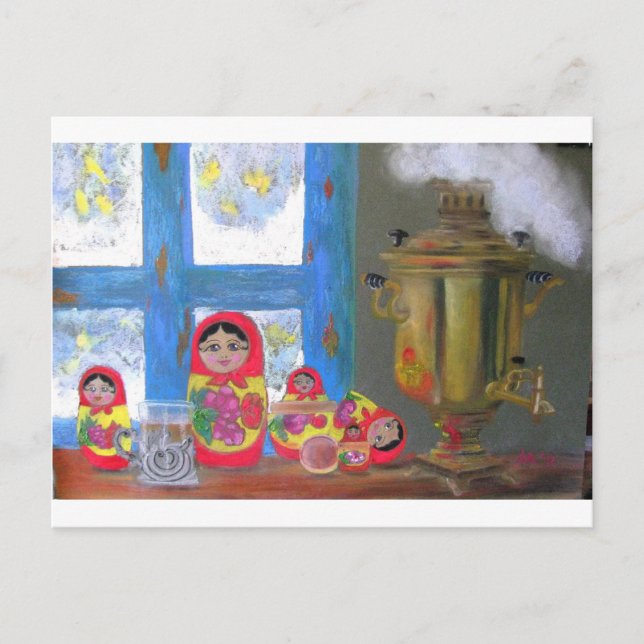 Cartão Postal tempo do chá do russo (Frente)