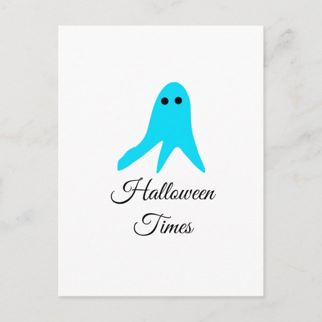 Cartão Postal Tempos do Halloween fantasma azul rabiscado à mão (Frente)