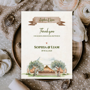 Cartão Postal Tenda Boho Outdoor Agradecimento de Casamento de