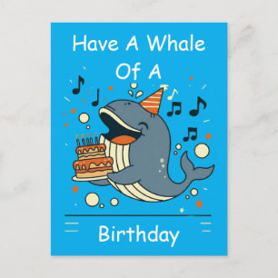 Cartão Postal Tenha um aniversário incrível com uma baleia canta