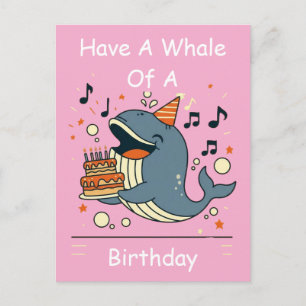 Cartão Postal Tenha um aniversário incrível com uma baleia canta