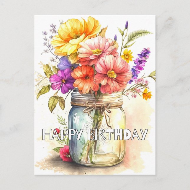 Cartão Postal Tenha Um Aniversário Muito Feliz (Frente)