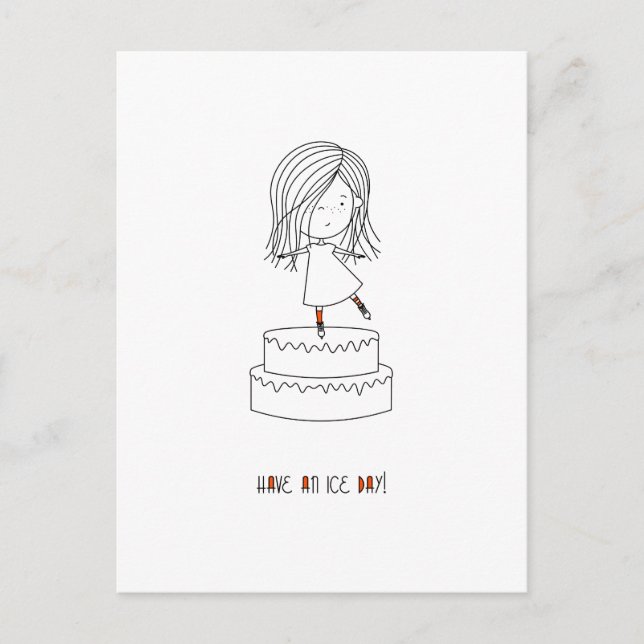 Cartão Postal Tenham Uma Garota Simples De Skate De Dia De Gelo (Frente)