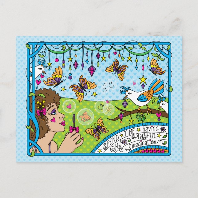 Cartão Postal Tenham Uma Imaginação Jogada. (Frente)