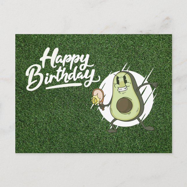 Cartão Postal Tênis Avocado para jogar tênis de Aniversário (Frente)