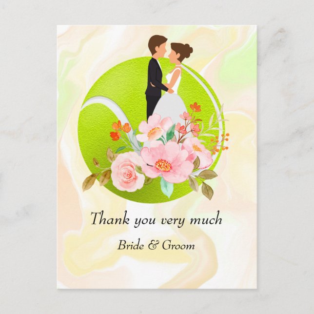 Cartão Postal Tênis Bride e noiva na Tênis Ball para Casamento (Frente)