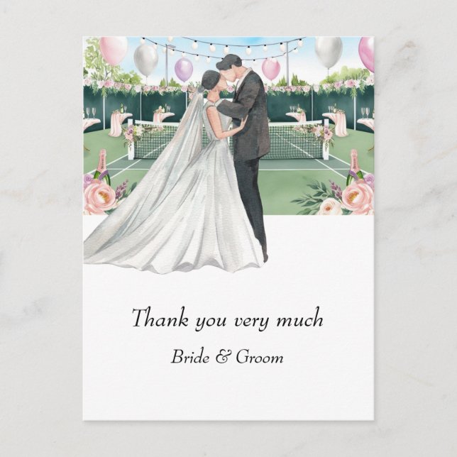 Cartão Postal Tênis Bride e noiva na Tênis Ball para Casamento (Frente)