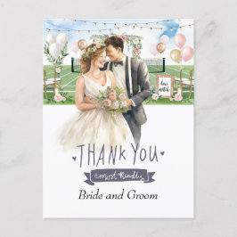 Cartão Postal Tênis Bride e obrigado de casamento de noiva