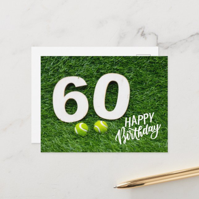 Cartão Postal Tênis com feliz aniversário de 60 anos (Frente/Verso In Situ)