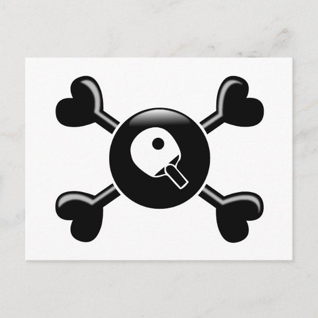 Cartão Postal Tênis de Mesa Crossbones (Frente)