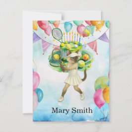 Cartão Postal Tenis de tema de aniversário para amantes de gatos