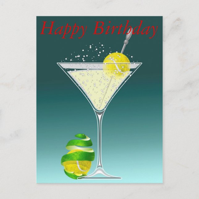 Cartão Postal Tênis Martini Happy Birthday (Frente)