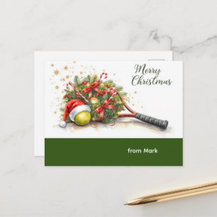 Cartão Postal Tênis Natal com Chapéu de Papai Noel e raquete