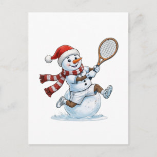 Cartão Postal Tenista de Neve Natal 2026 Feriado Esporte