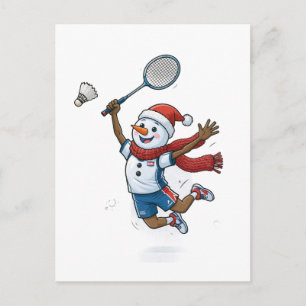 Cartão Postal Tenista de Neve Natal 2026 Feriado Esporte