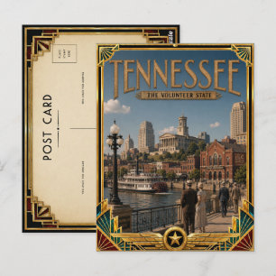 Cartão Postal Tennessee Arte Deco Vintage Idade Dourada