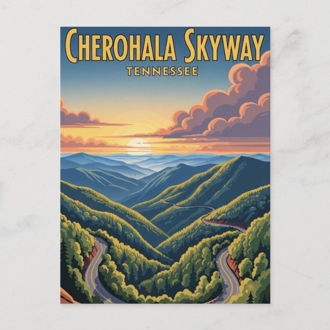 Cartão Postal Tennessee Cherohala Skyway Souvenir (Frente)