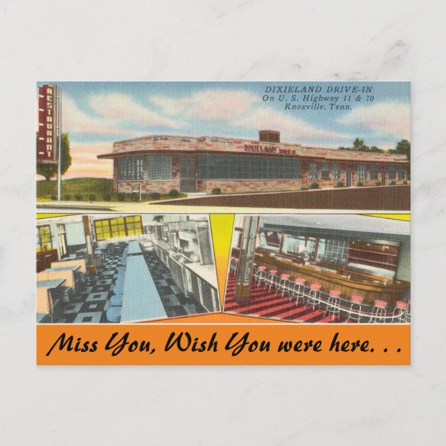 Cartão Postal Tennessee, Dixieland Drive-In, Knoxville (Frente)