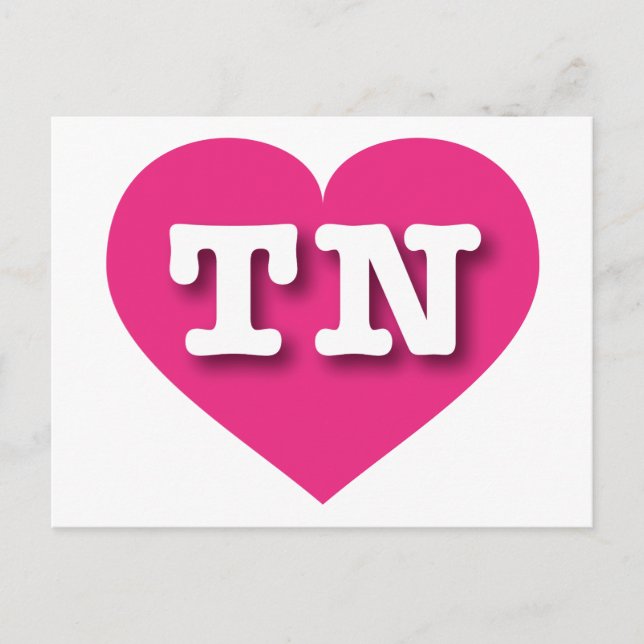 Cartão Postal Tennessee Hot Pink Heart - Adoro TN (Frente)
