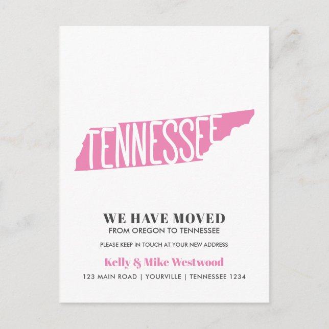 Cartão Postal TENNESSEE Mudamos o novo endereço Nova casa (Frente)