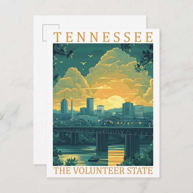 Cartão Postal Tennessee, o Volunteer State USA Viagem Place (Frente/Verso)