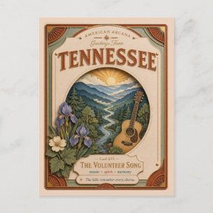 Cartão Postal Tennessee Vintage Paper Cut American Arcana