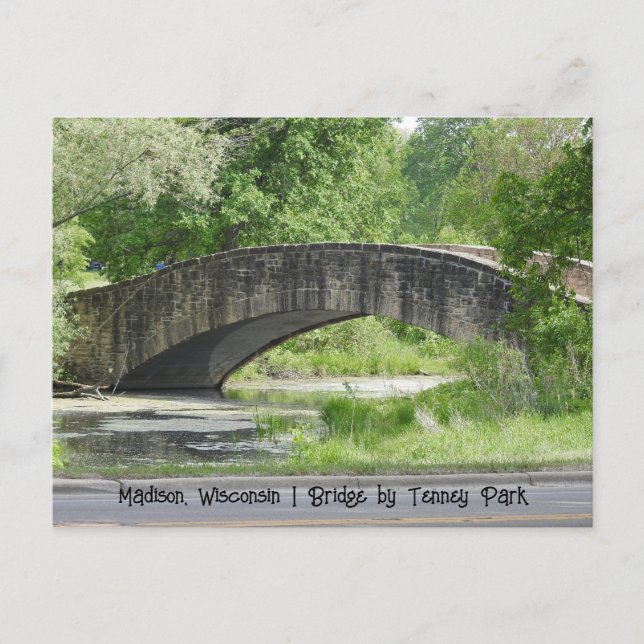 Cartão Postal Tenney Park Stone Bridge em Madison, Wisconsin (Frente)