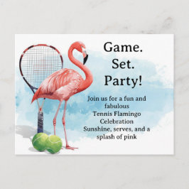 Cartão Postal Tennis  Flamingo  with racket and ball invitation 