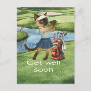 Cartão Postal Tennis Recupere-se logo com golfista jogando golfe