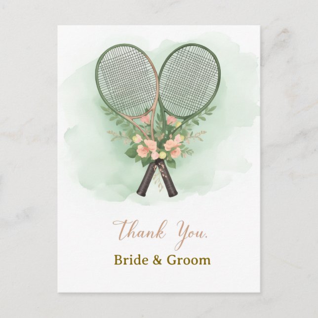 Cartão Postal Tennis Wedding Thank You Card  (Frente)