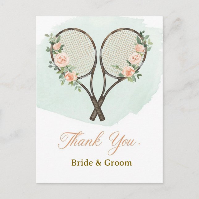 Cartão Postal Tennis Wedding Thank You Card  (Frente)