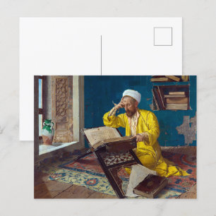 Cartão Postal Teólogo Islâmico com Corão Osman Hamdi Bey