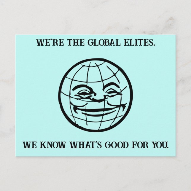Cartão Postal Teoria da Conspiração da Elite Global (Frente)