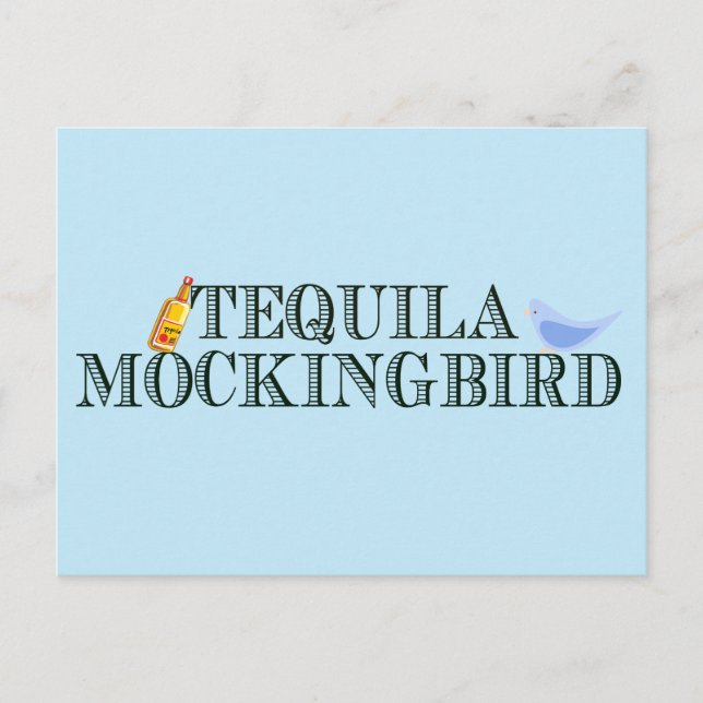 Cartão Postal Tequila Mockingbird Livro Funny Lover Pun Azul (Frente)
